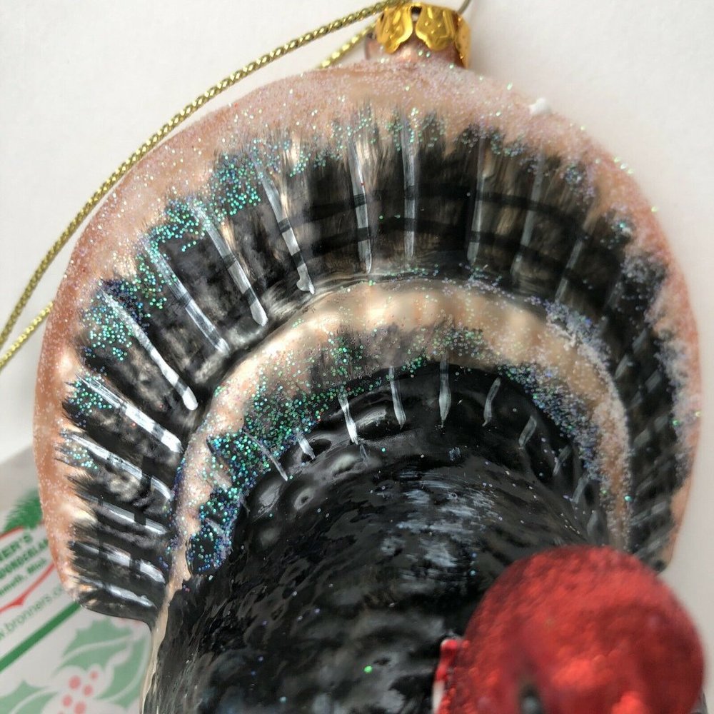 NWT Glass Turkey Ornament Thanksgiving Bird Farm-animal-hang-4.25"-spirit totem - Picture 3 of 3